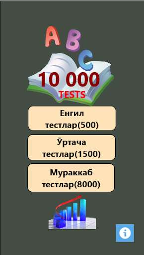 Run android online APK Ingliz tilidan 10 000 test(10 000 english tests) from MyAndroid or emulate Ingliz tilidan 10 000 test(10 000 english tests) using MyAndroid