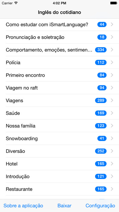 Emulate iPhone app Inglês do cotidiano using MyAndroid