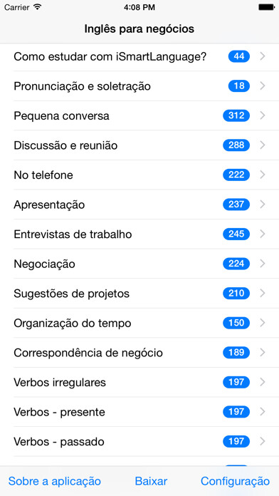Emulate iPhone app Inglês para negócios using MyAndroid