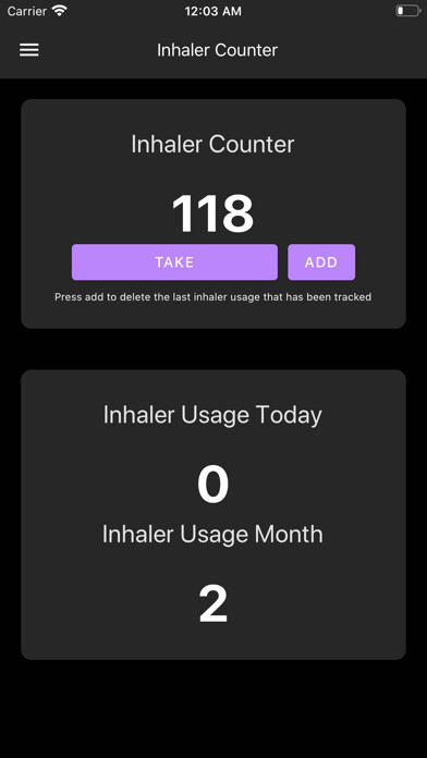 Emulate iPhone app Inhaler Counter using MyAndroid