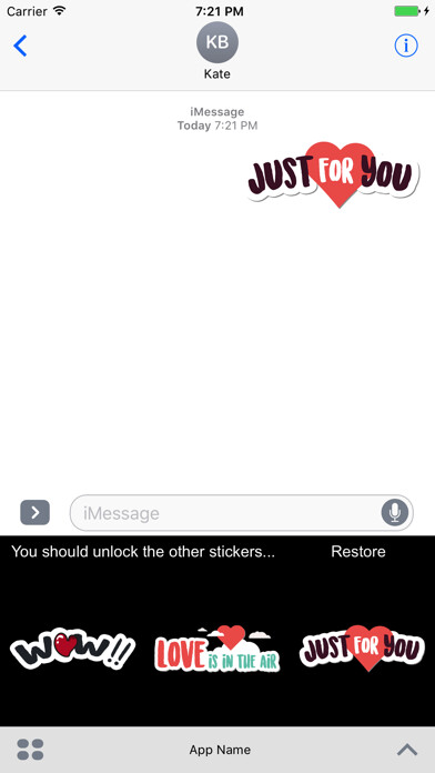 Emulate iPhone app In Love Sticker Pack using MyAndroid