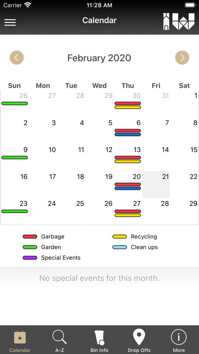 Emulate iPhone app Inner West Council Your Waste using MyAndroid