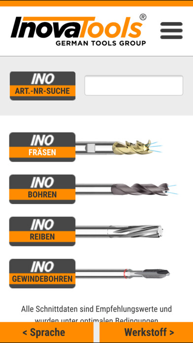 Emulate iPhone app INOCUT – Cutting-Data using MyAndroid Emulate iPhone app INOCUT – Cutting-Data using MyAndroid