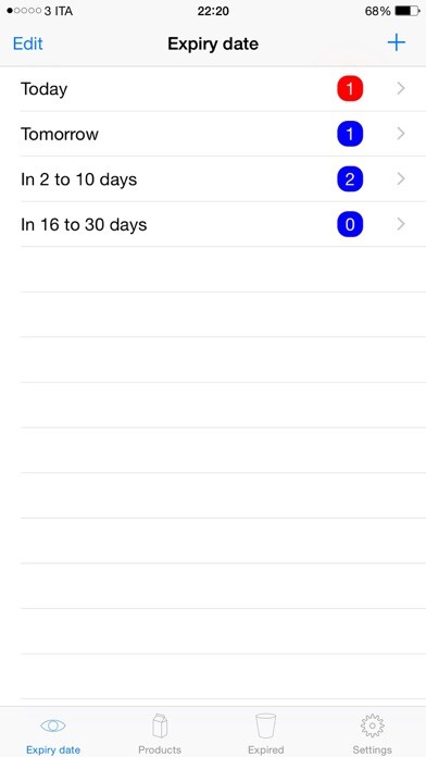 Emulate iPhone app InScadenza using MyAndroid