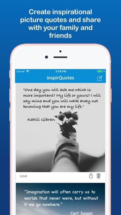 Emulate iPhone app inspirQuotes: Inspiring quotes using MyAndroid
