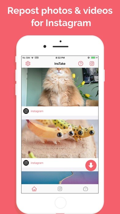 Emulate iPhone app InsTake - for Instagram using MyAndroid