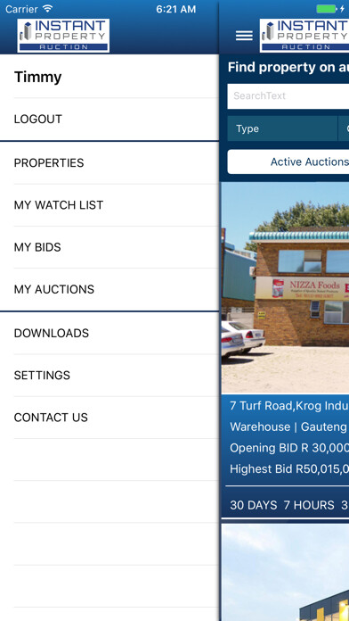 Emulate iPhone app Instant Property Auction using MyAndroid