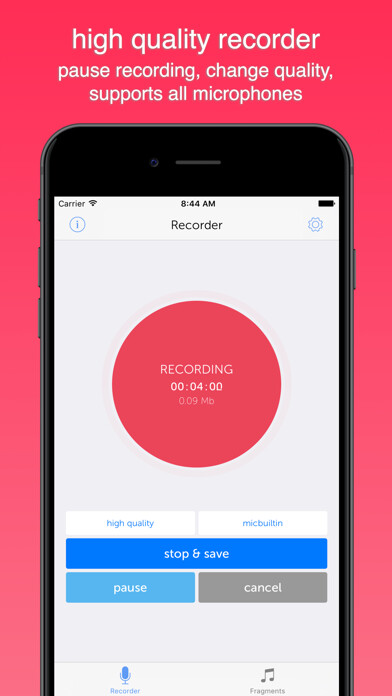 Emulate iPhone app Instant Rec Lite: Audio Recorder & Voice Recording using MyAndroid