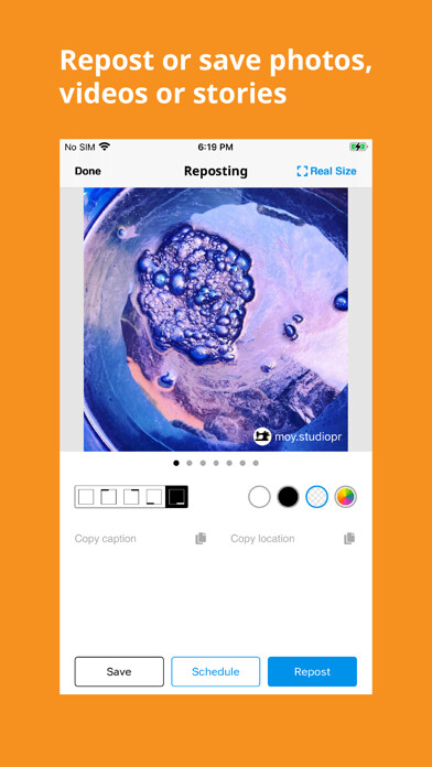 Emulate iPhone app Insta Save - RepostWithColor using MyAndroid