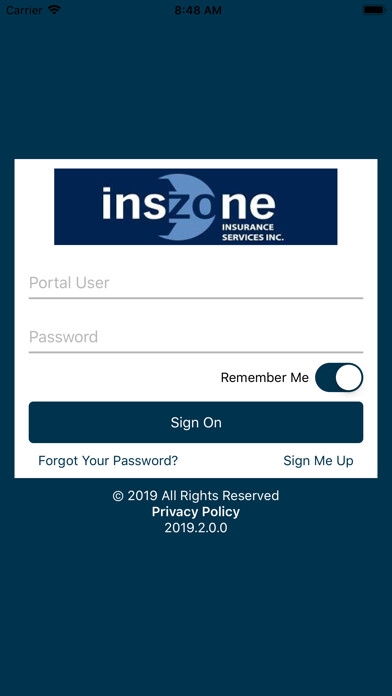 Emulate iPhone app Inszone Insurance Online using MyAndroid