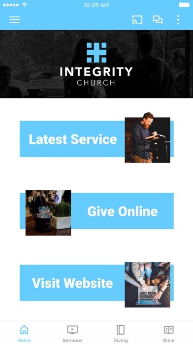 Emulate iPhone app Integrity Church Greenville using MyAndroid