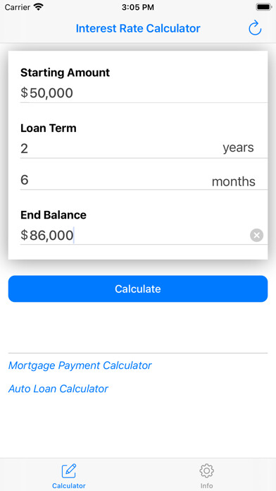 Emulate iPhone app Interest Rate Calculator - IR using MyAndroid Emulate iPhone app Interest Rate Calculator - IR using MyAndroid