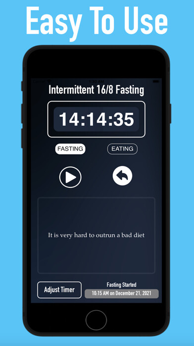 Emulate iPhone app Intermittent 16/8 Fasting using MyAndroid