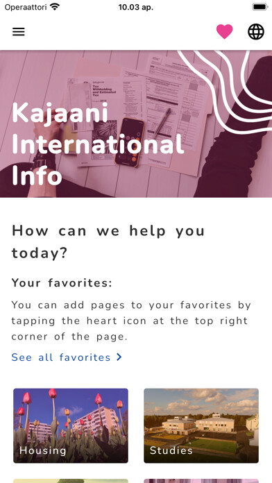 Emulate iPhone app International Info Kajaani using MyAndroid