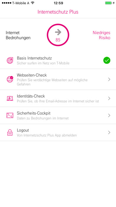 Emulate iPhone app Internetschutz Plus using MyAndroid