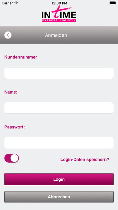 Emulate iPhone app inTime Express Logistik using MyAndroid