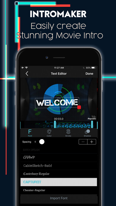 Emulate iPhone app IntroTube: Intro Video Maker using MyAndroid