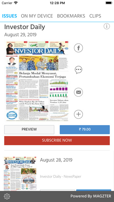 Emulate iPhone app Investor Daily Indonesia using MyAndroid