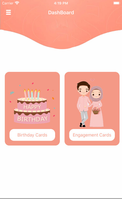 Emulate iPhone app Invite & Wedding Cards Maker using MyAndroid