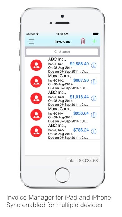 Emulate iPhone app Invoice Tracker Email PDF using MyAndroid