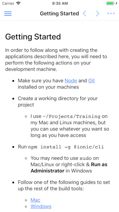 Emulate iPhone app Ionic Training Labs using MyAndroid