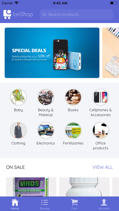 Emulate iPhone app IonShop using MyAndroid