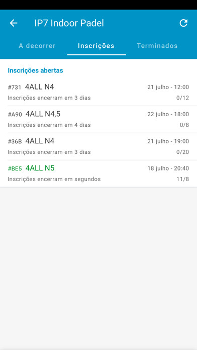 Emulate iPhone app IP7 Indoor Padel using MyAndroid
