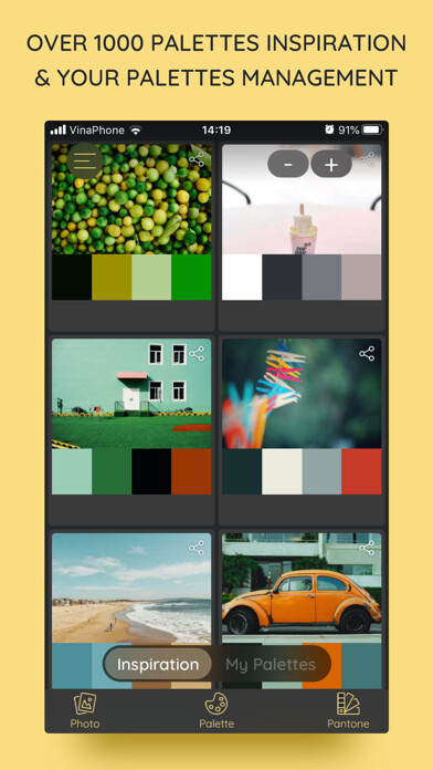 Emulate iPhone app iPalettes - Color palettes using MyAndroid