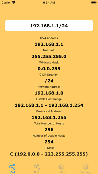 Emulate iPhone app IP and Subnet Calculator Pro using MyAndroid