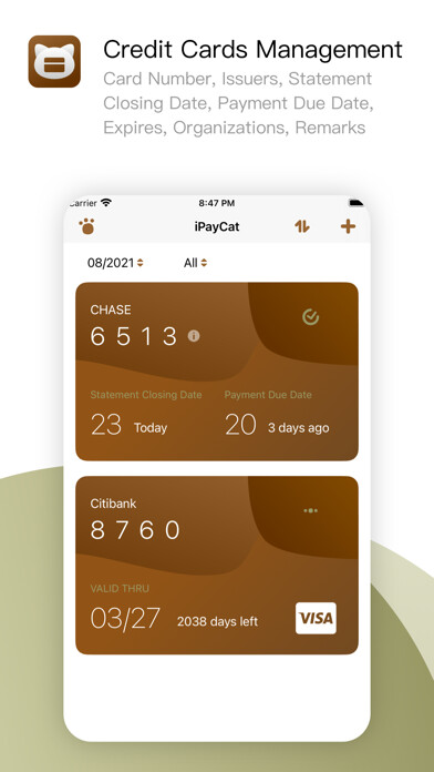 Emulate iPhone app iPayCat - Credit Card Manager using MyAndroid