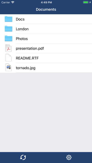 Emulate iPhone app iPendrive - file manager using MyAndroid
