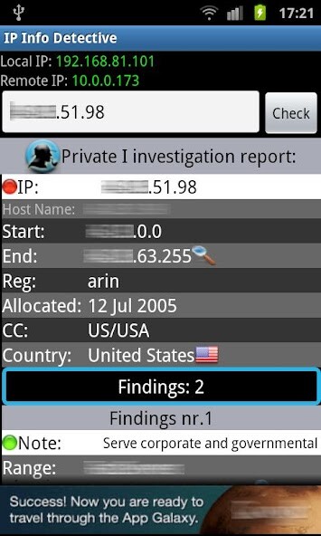 Run android online APK IP info Detective from MyAndroid or emulate IP info Detective using MyAndroid