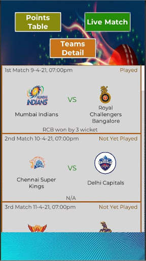 Run android online APK IPL 2021 Latest Schedule and Update from MyAndroid or emulate IPL 2021 Latest Schedule and Update using MyAndroid