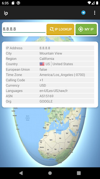 Emulate IP Location from MyAndroid or run IP Location using MyAndroid