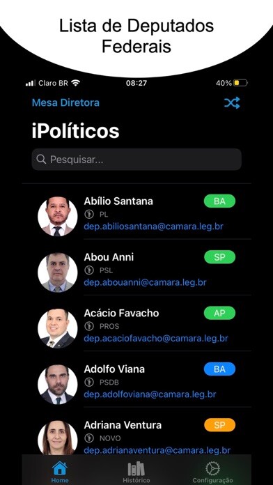 Emulate iPhone app iPolíticos using MyAndroid