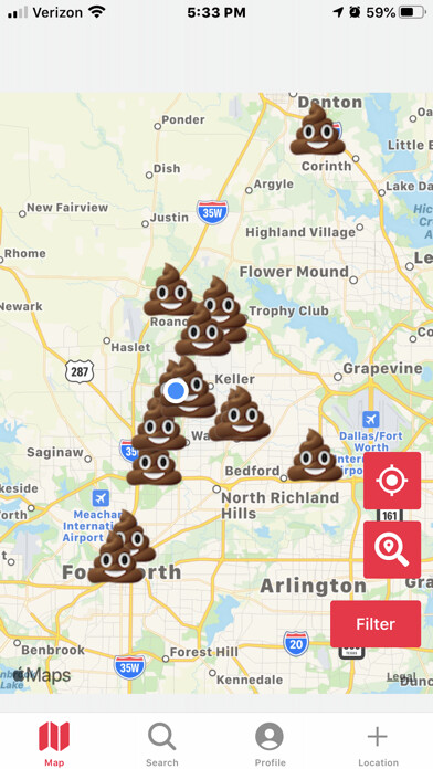 Emulate iPhone app iPoo - find a loo near you using MyAndroid