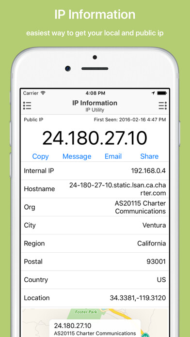 Emulate iPhone app IP Utility: Track & Share IP Address using MyAndroid Emulate iPhone app IP Utility: Track & Share IP Address using MyAndroid