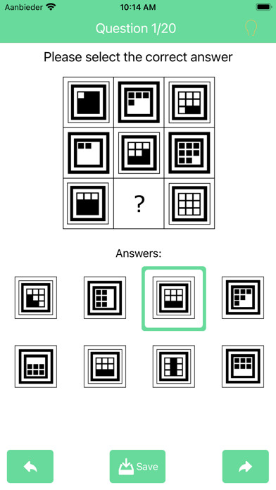 Emulate iPhone app IQ Test: Advanced Matrices Pro using MyAndroid
