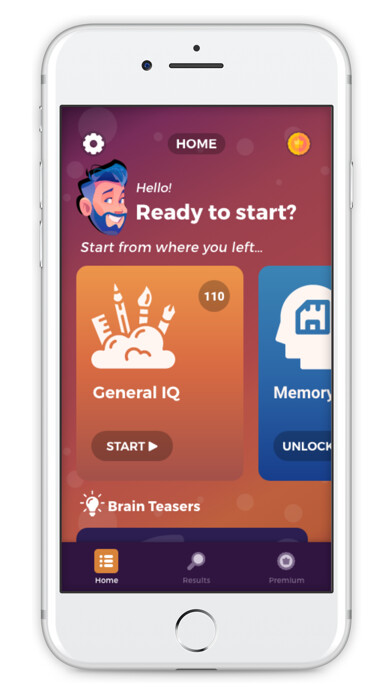 Emulate iPhone app IQ Test: Brain and Mind Tests using MyAndroid