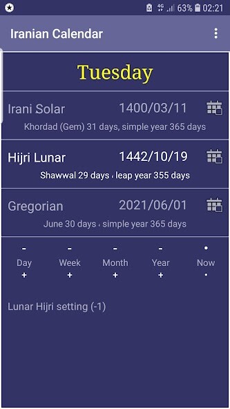 Run android online APK Iranian Calendar from MyAndroid or emulate Iranian Calendar using MyAndroid