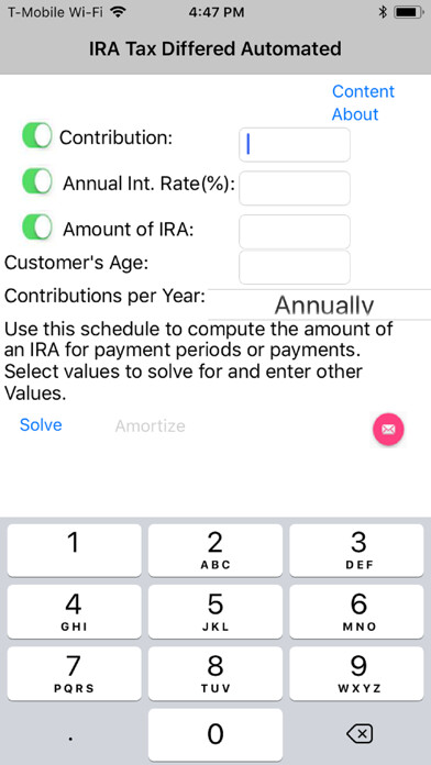 Emulate iPhone app IRA Tax Differed Accumulation using MyAndroid