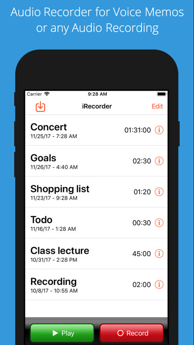 Emulate iPhone app iRecorder Pro Audio Recorder using MyAndroid Emulate iPhone app iRecorder Pro Audio Recorder using MyAndroid