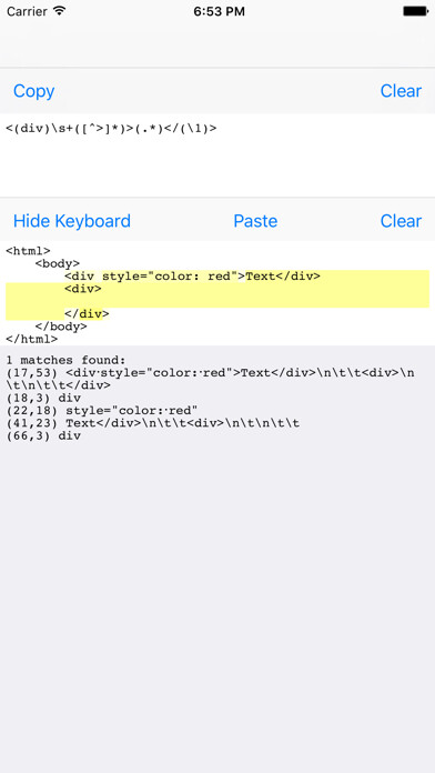 Emulate iPhone app iRegEx Tester using MyAndroid Emulate iPhone app iRegEx Tester using MyAndroid