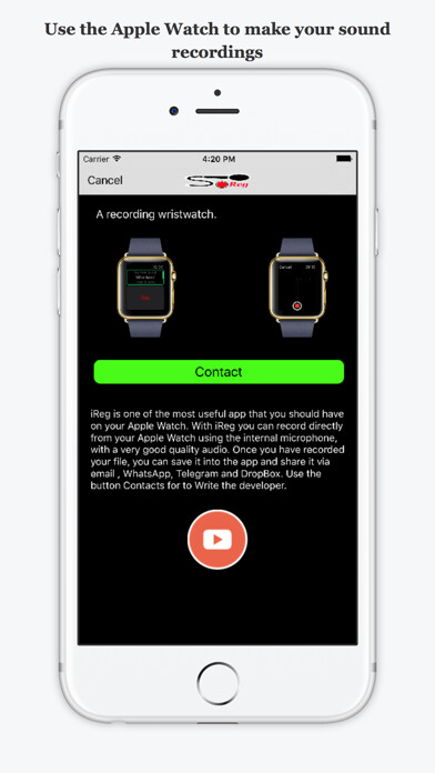 Emulate iPhone app iReg for iWatch using MyAndroid Emulate iPhone app iReg for iWatch using MyAndroid