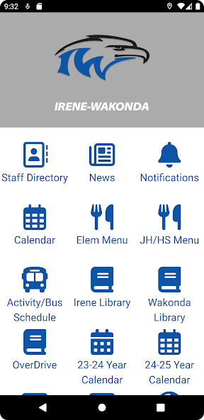 Emulate iPhone app Irene-Wakonda School District using MyAndroid