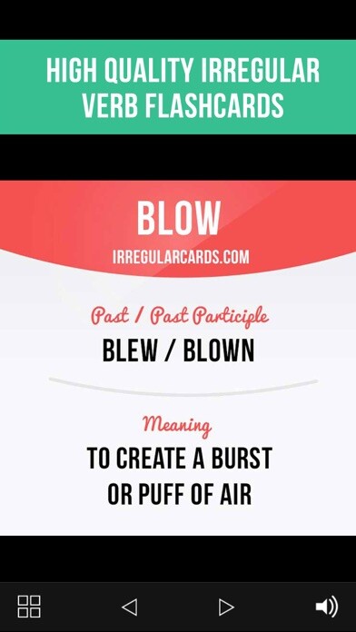 Emulate iPhone app Irregular Verbs Cards Lite using MyAndroid