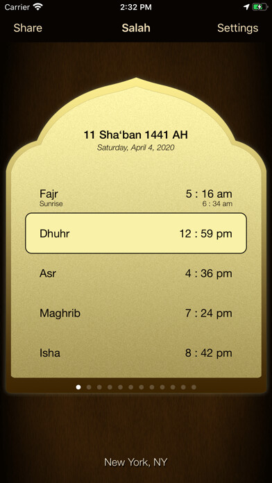 Emulate iPhone app iSalam: Salah Times using MyAndroid