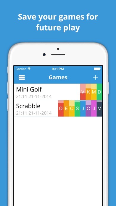 Emulate iPhone app iSaveScore - Save your games scores for future play using MyAndroid