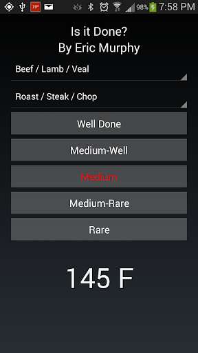 Run android online APK Is it Done? Meat Temperatures from MyAndroid or emulate Is it Done? Meat Temperatures using MyAndroid