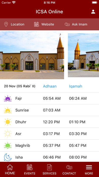 Emulate iPhone app Islamic Center of San Antonio using MyAndroid